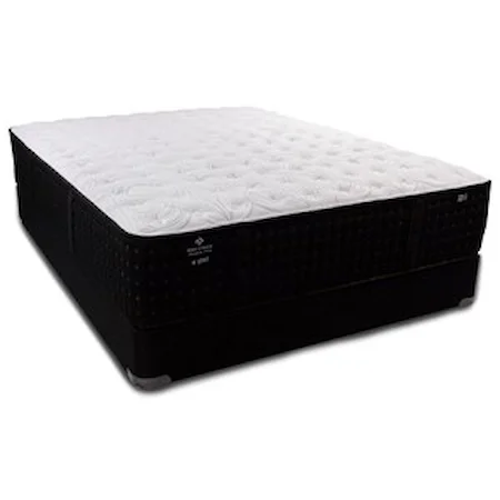 Queen Firm Pocketed Coil Tight Top Mattress and 9" Geneva Black Foundation